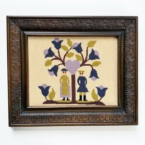 Vintage 1970’s Folk Art Framed Sampler